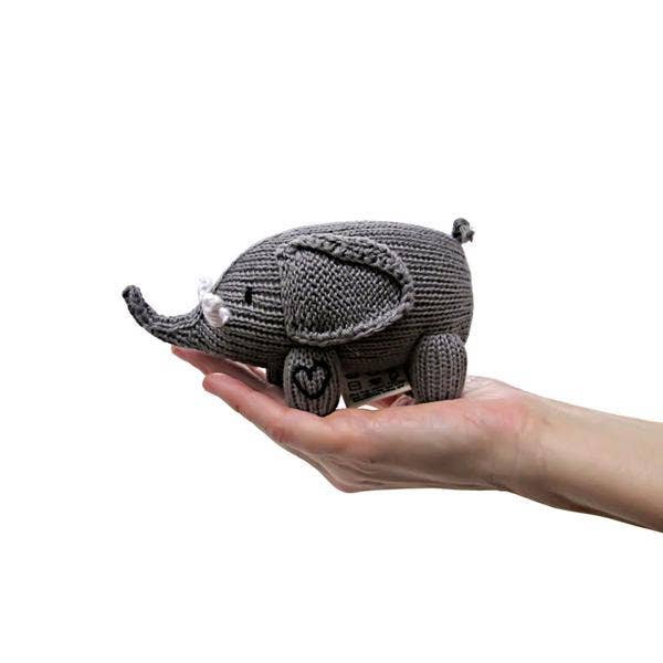 Baby Rattle Toy - Elephant Rattle (Handmade): 4"l X 3"h X 3"w
