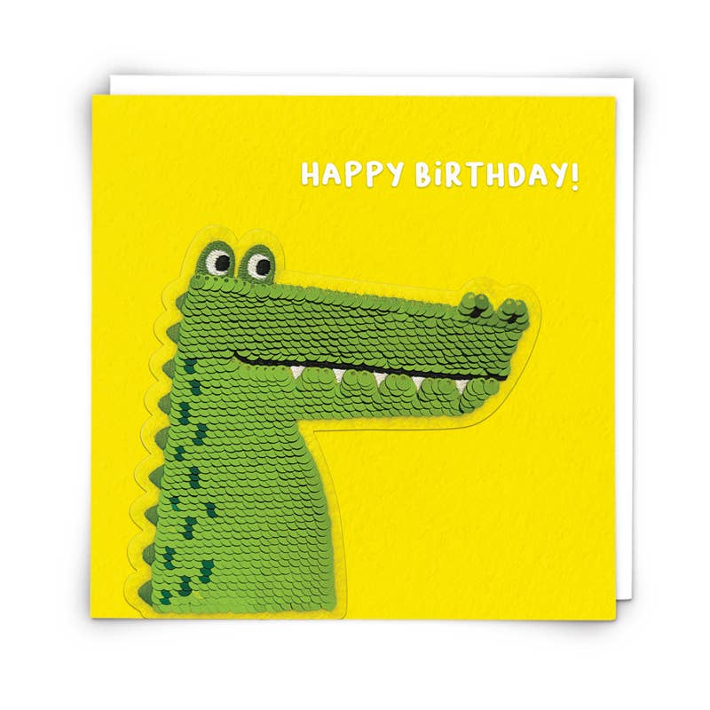 Crocodile Children's Birthday Card with reversible patch