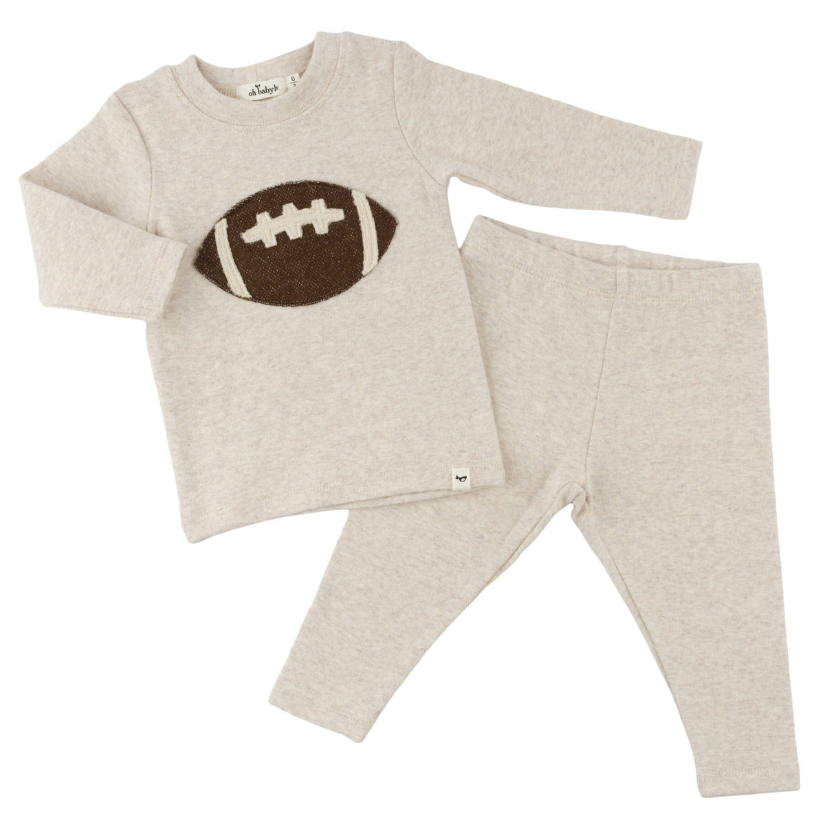 Chocolate Football Baby Rib 2pc Set: Malt / 6-12 mo