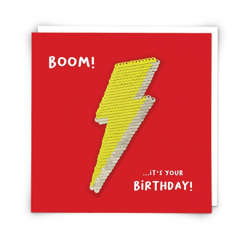 Lightning bolt Card with Reusable Reversible Sequin Patch