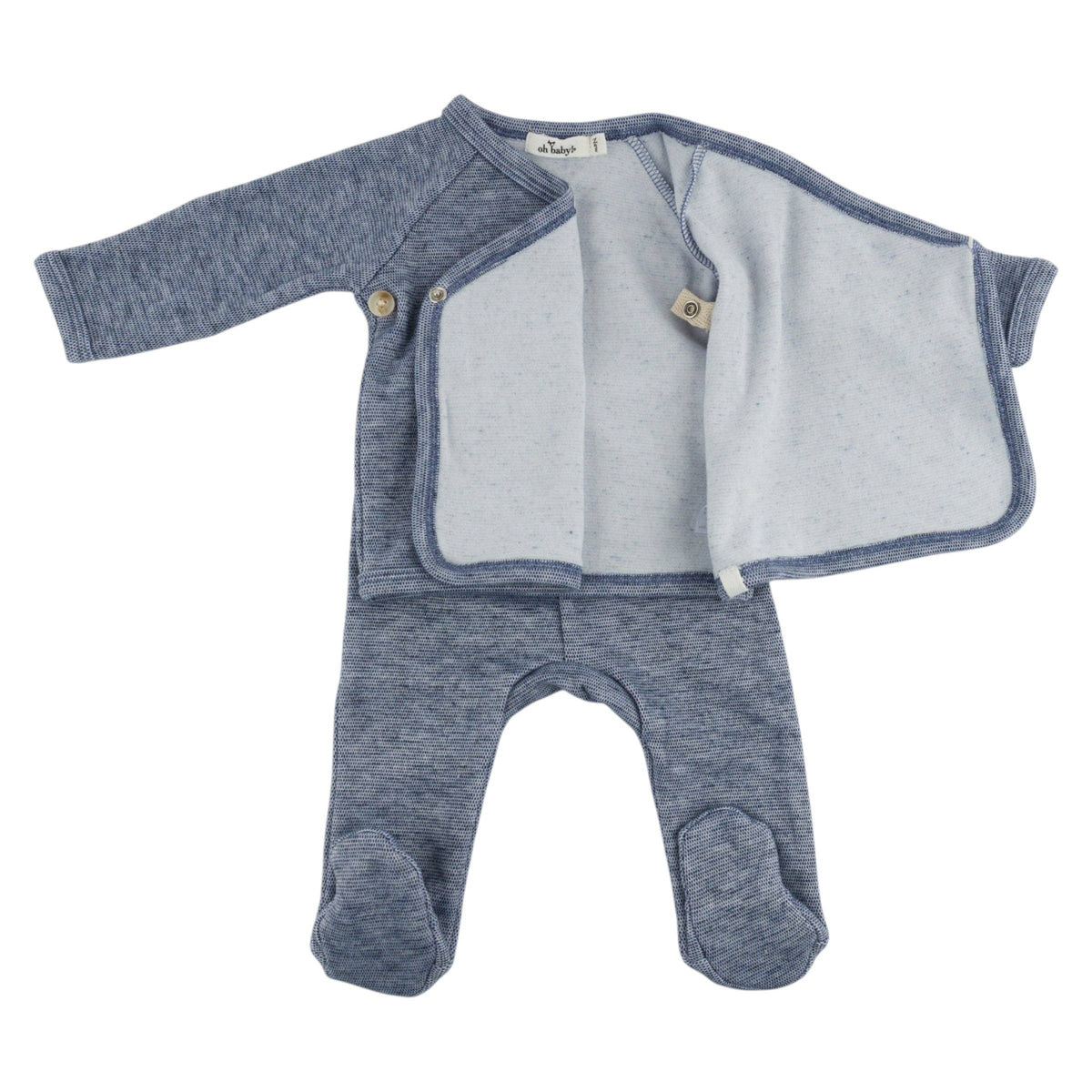 Honeycomb Kimono Set: Denim / 3 mo