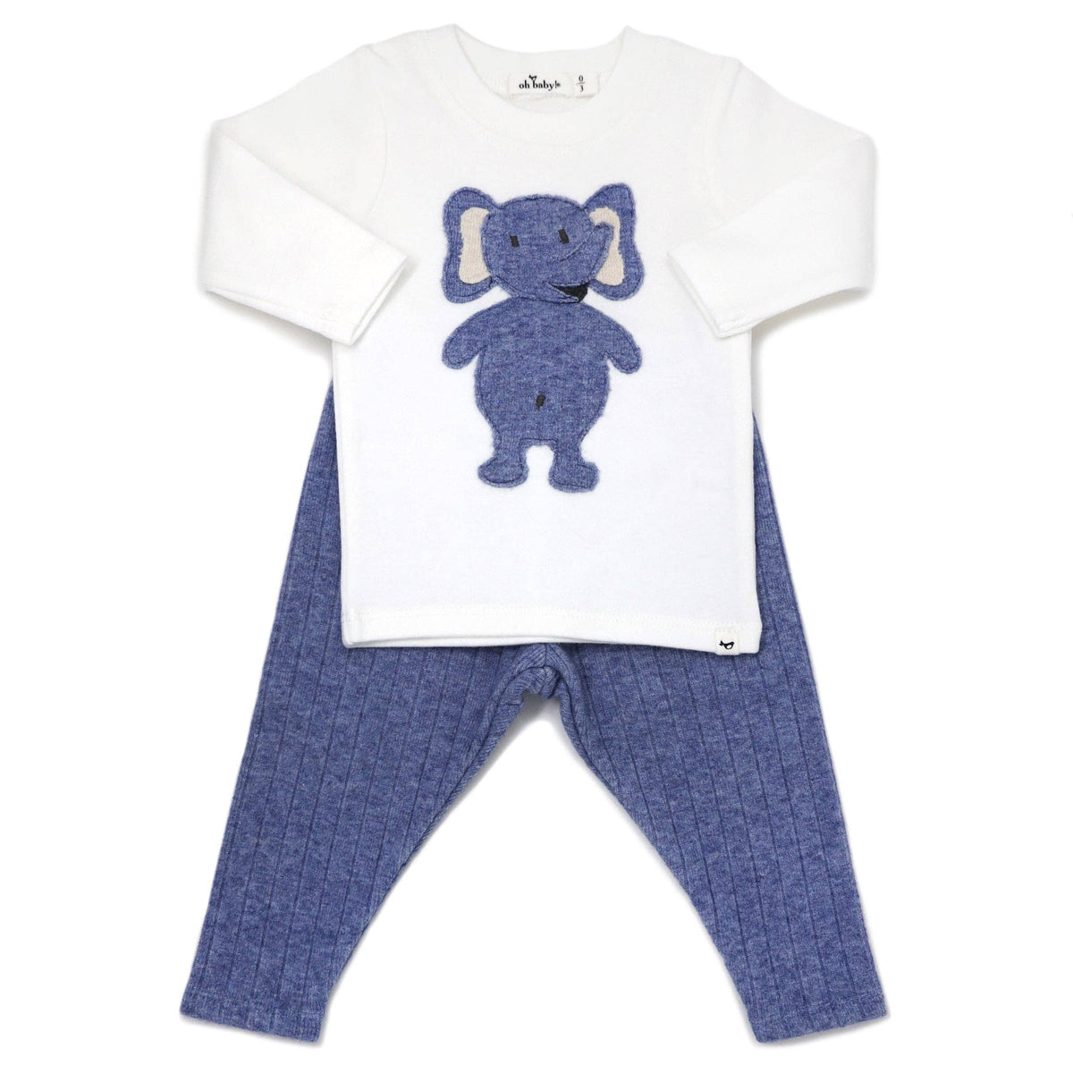 On sale: Ragdoll Elephant Cream Tee Mixed 2pc Set: Blue Heather / 0-3 mo