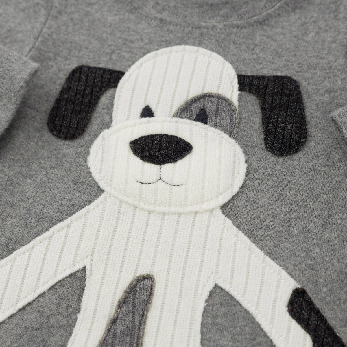 Oh baby! Two Piece Set - Large Puppy Cream Applique - Coal: Coal / 0-3 mo