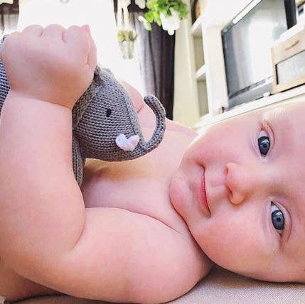 Baby Rattle Toy - Elephant Rattle (Handmade): 4"l X 3"h X 3"w