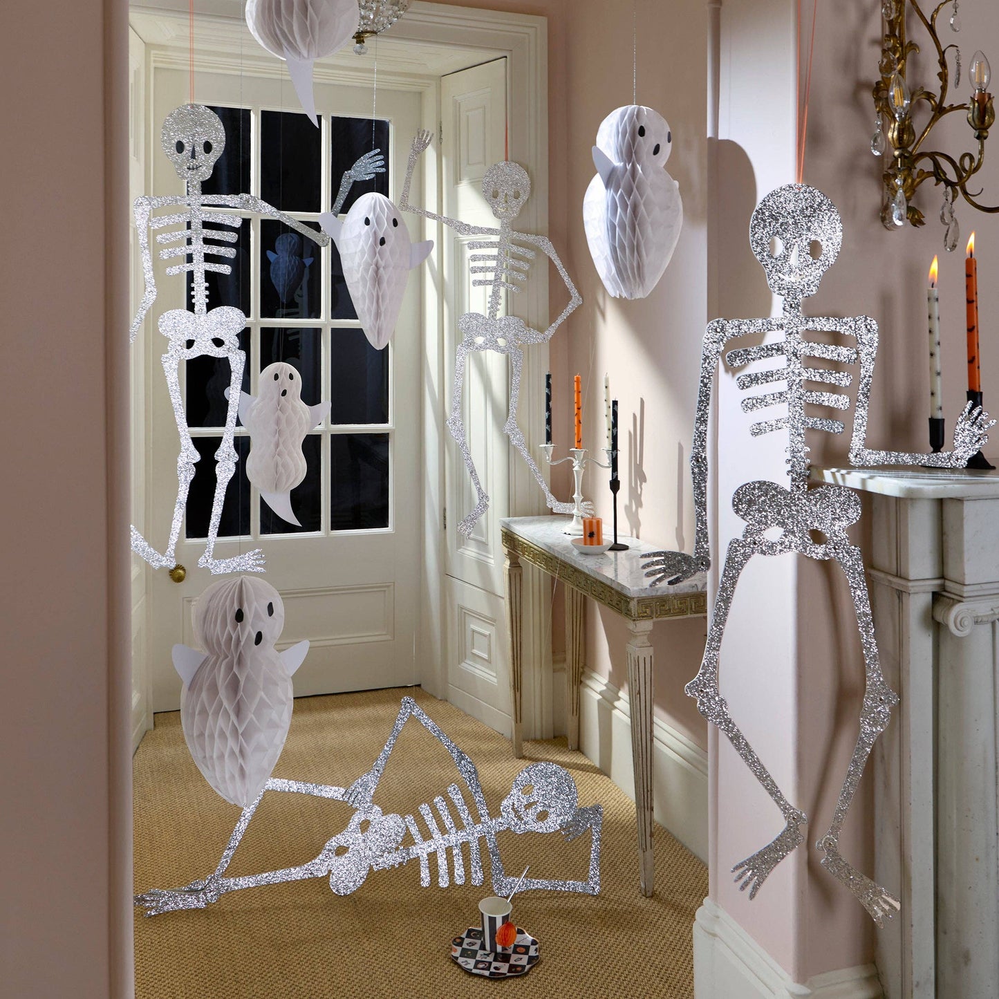 Giant Glitter Jointed Skeleton Decorations