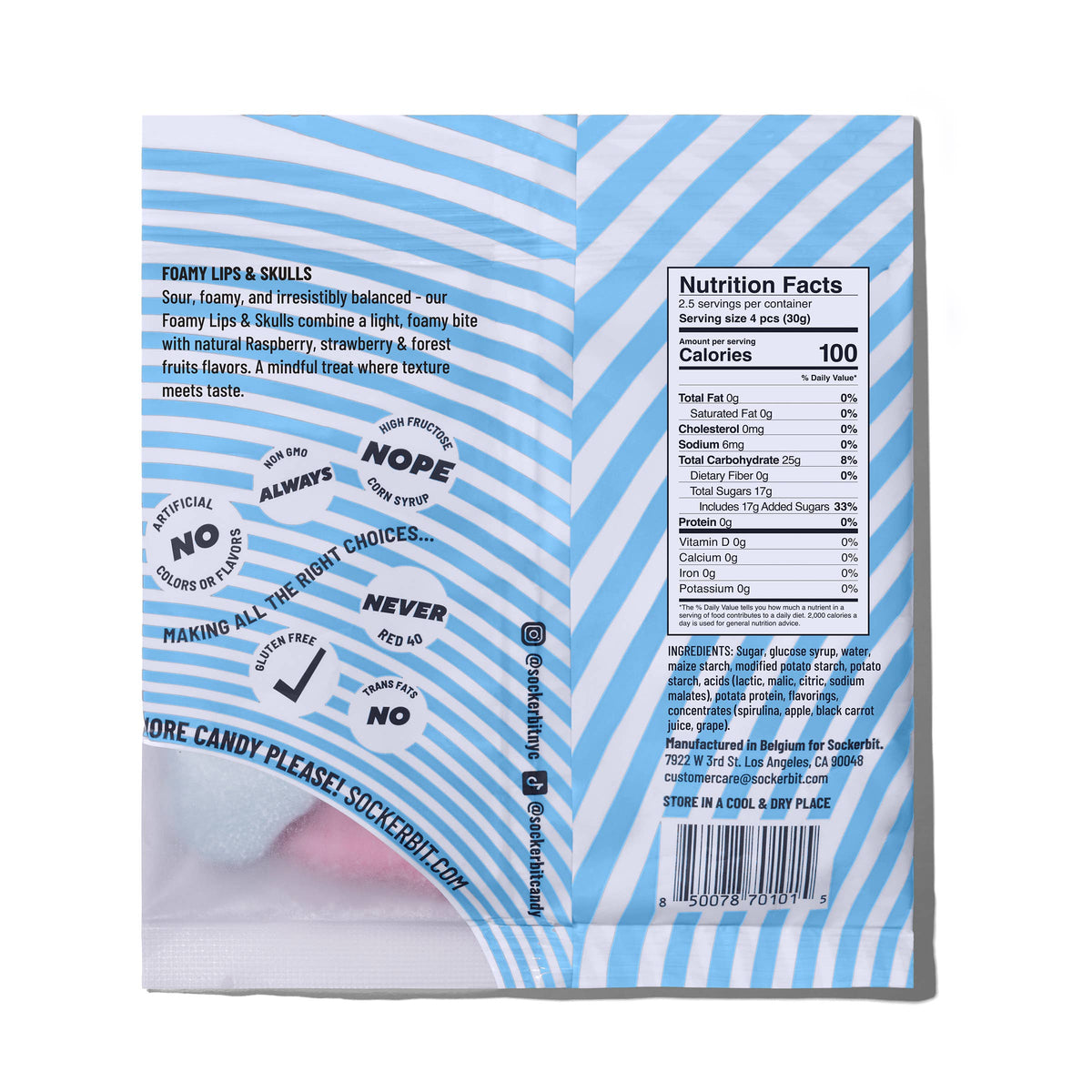 Foamy Lips & Skulls Swedish Candy Bag 2.8oz