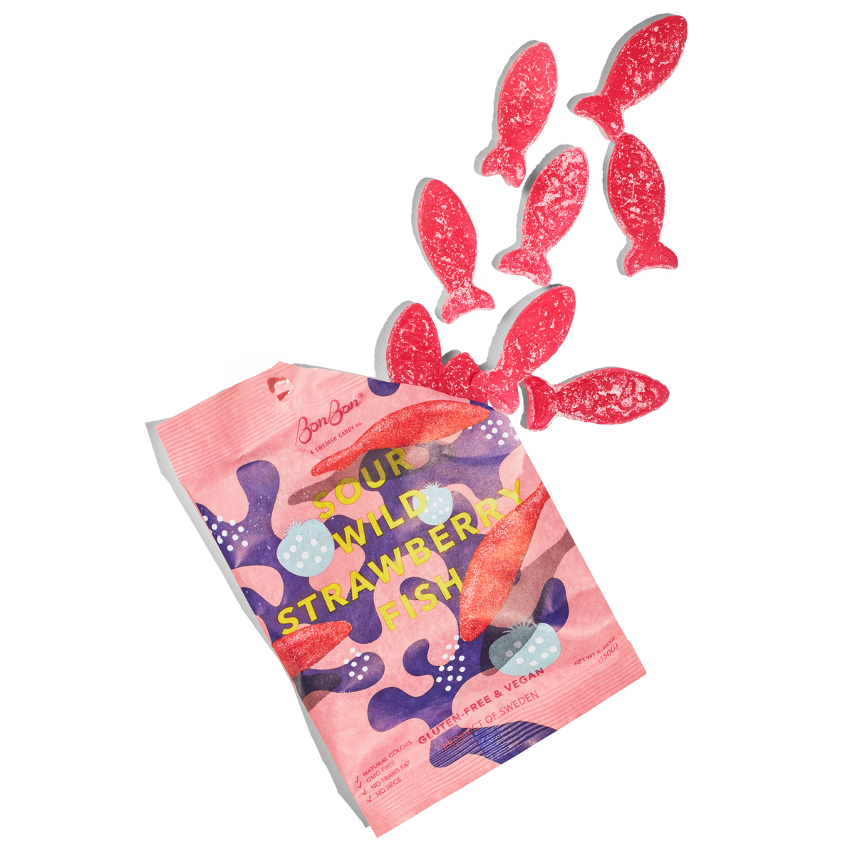 Sour Wild Strawberry Fish - Swedish Candy 5.2oz (150g)