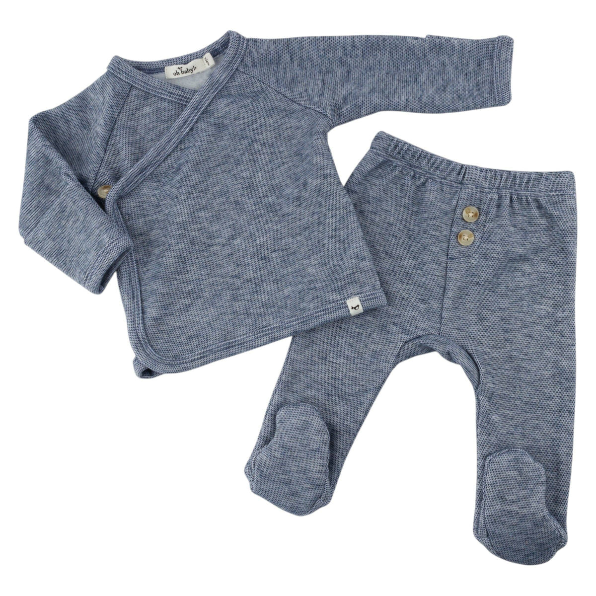 Honeycomb Kimono Set: Denim / 3 mo