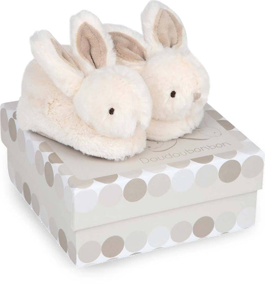 Tan Bunny Booties With Rattle