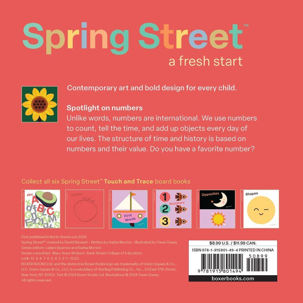 Spring Street Touch and Trace: Numbers: Board Books