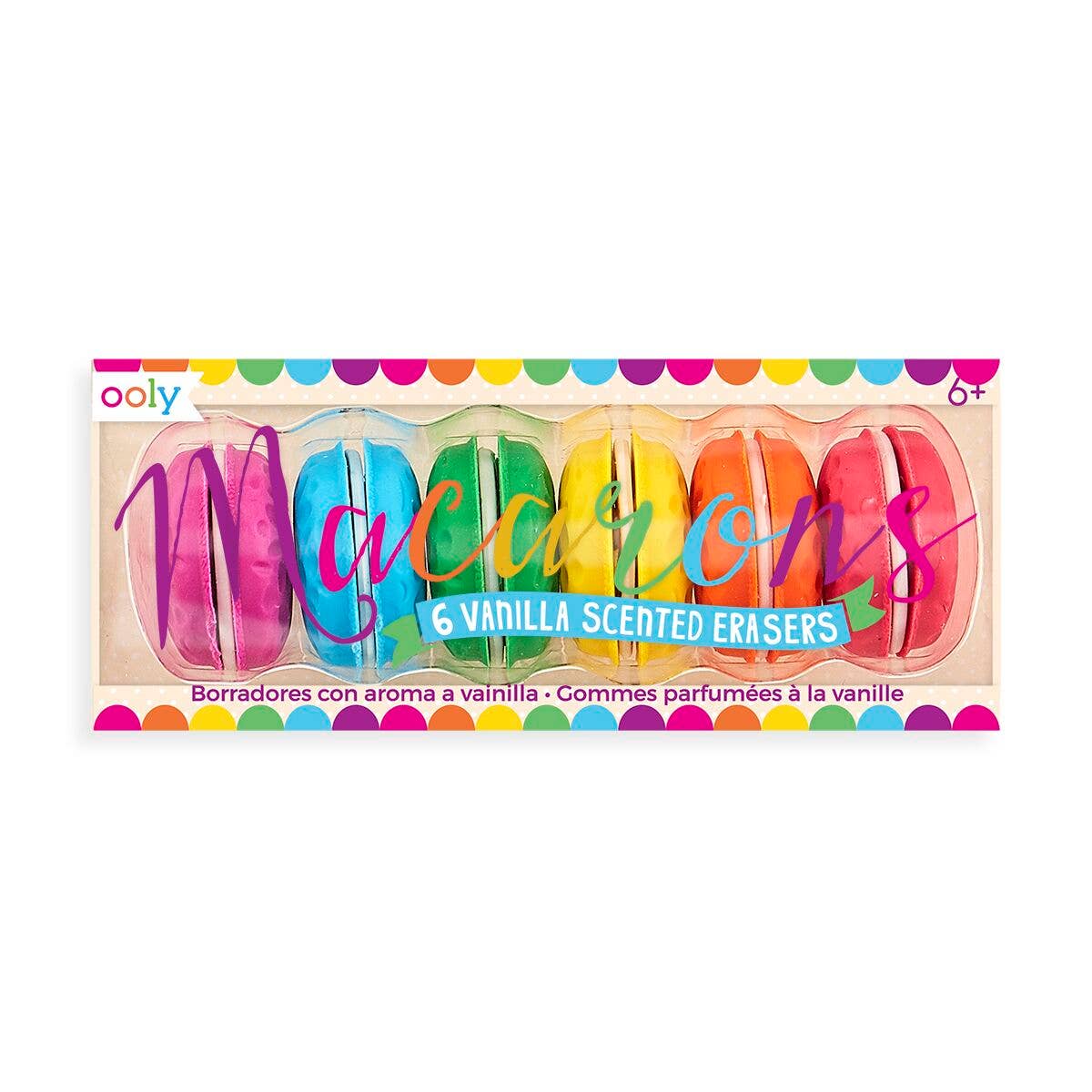 Macarons: Vanilla Scented Puzzle Erasers (Set of 6)