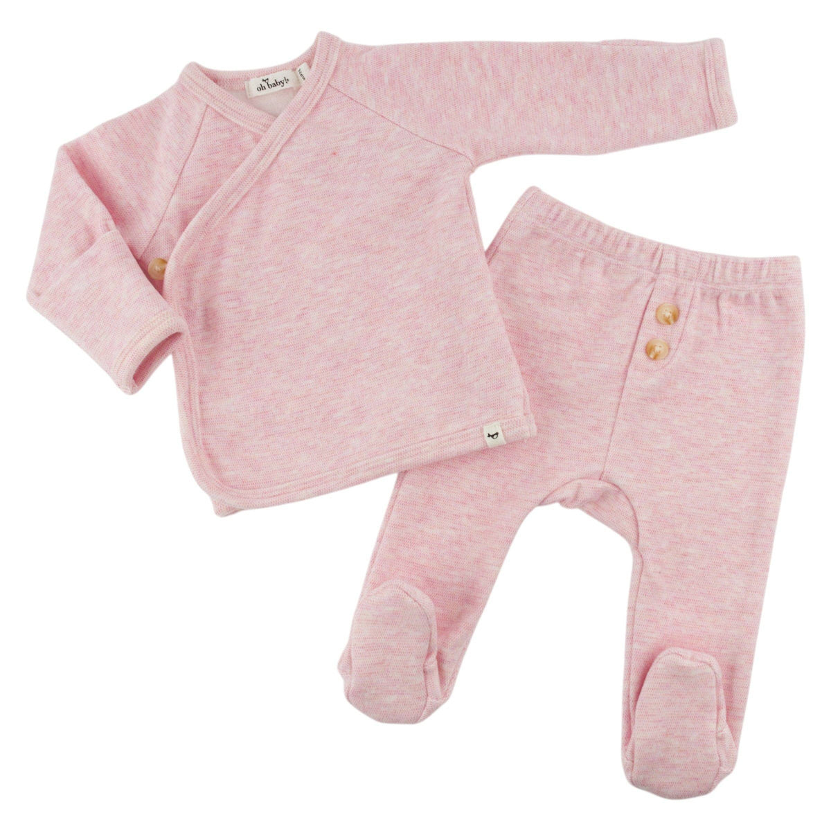 Honeycomb Kimono Set: Pale Pink / 3 mo