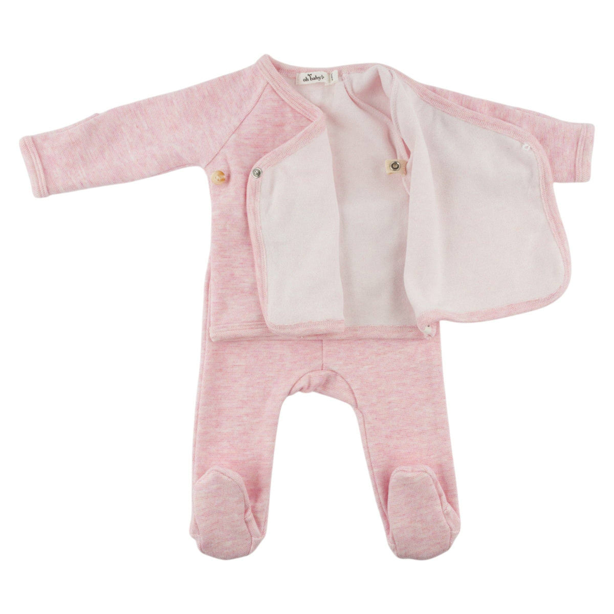 Honeycomb Kimono Set: Pale Pink / Newborn