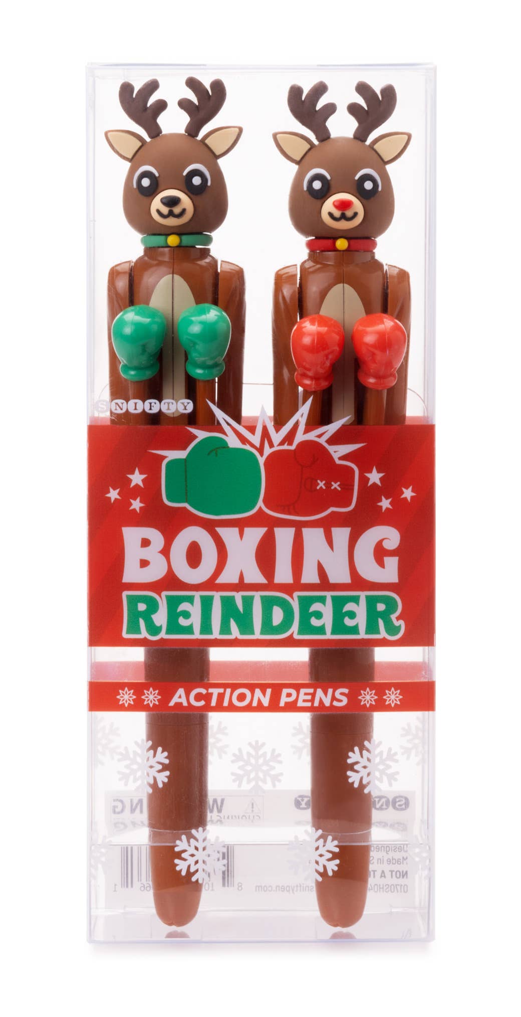 BOXING REINDEER ACTION PENS DISPLAY OF 8