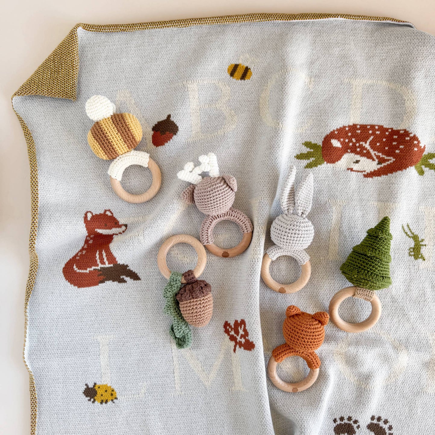 Teether Deer Crochet Cotton Rattle Baby Gift Christmas