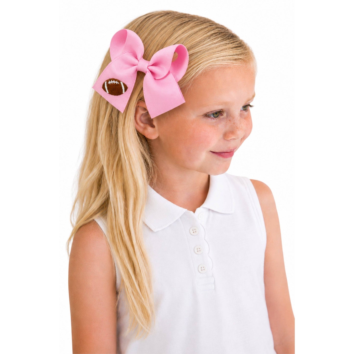 Football Hair Bow: Pink