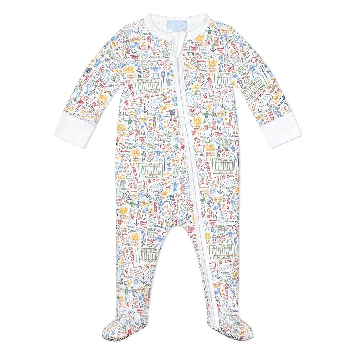 Football Zip Baby Onesie: Football - Multi / 6-9M