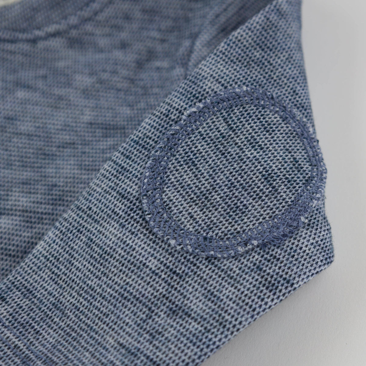 Honeycomb Henley Elbow Patch 2pc Set: Denim / 6-12 mo