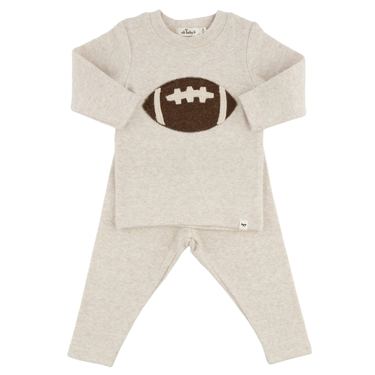Chocolate Football Baby Rib 2pc Set: Malt / 3-6 mo