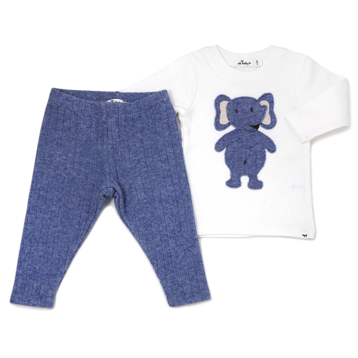 On sale: Ragdoll Elephant Cream Tee Mixed 2pc Set: Blue Heather / 0-3 mo